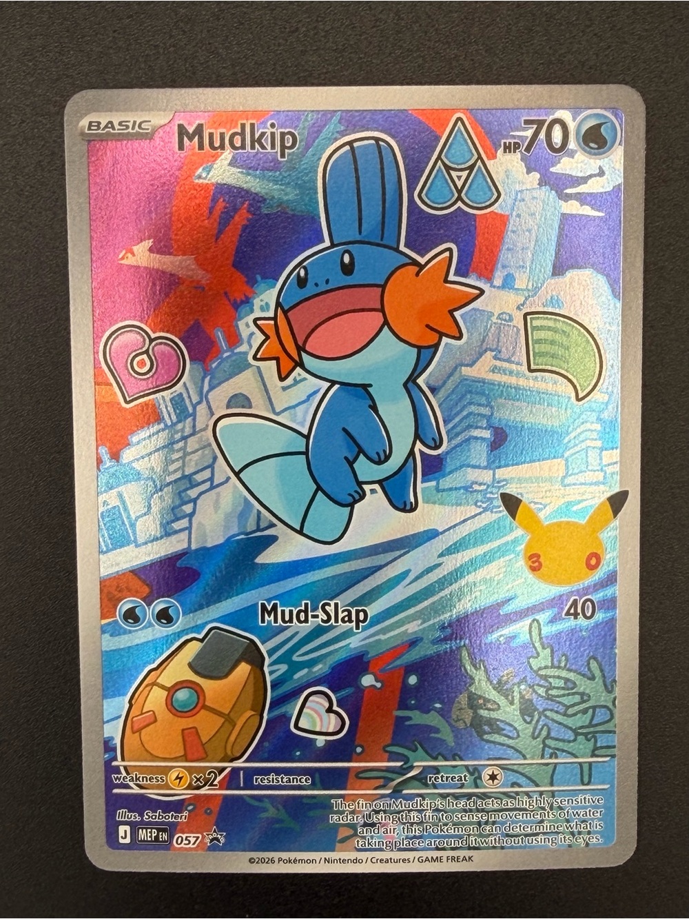 Pokémon TCG Mudkip MEP 057 First Partner Illustration Black Star Full Art Promo